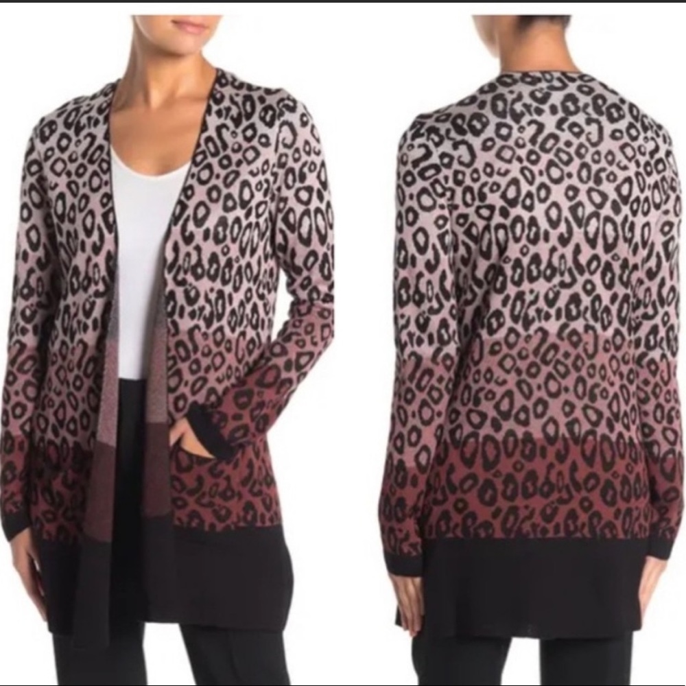 JOSEPH A. OMBRÉ LEOPARD PRINT CARDIGAN